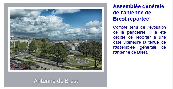 Assemblée générale de l’antenne de Brest reportée